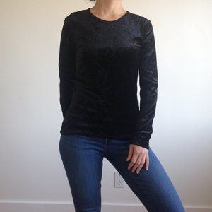 Vero Moda - Black Crushed Velvet Long Sleeve Shirt